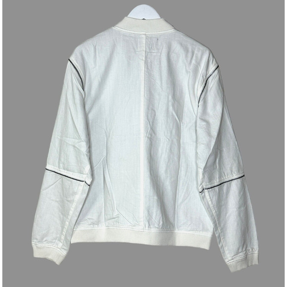 Sandrine Rose Zip Oversized Linen Blend Bomber Jacket White Women Medium NWT - Picture 3 of 12